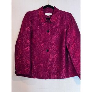 Coldwater Creek Red Damask Button Front Career Jacket - Size M‎